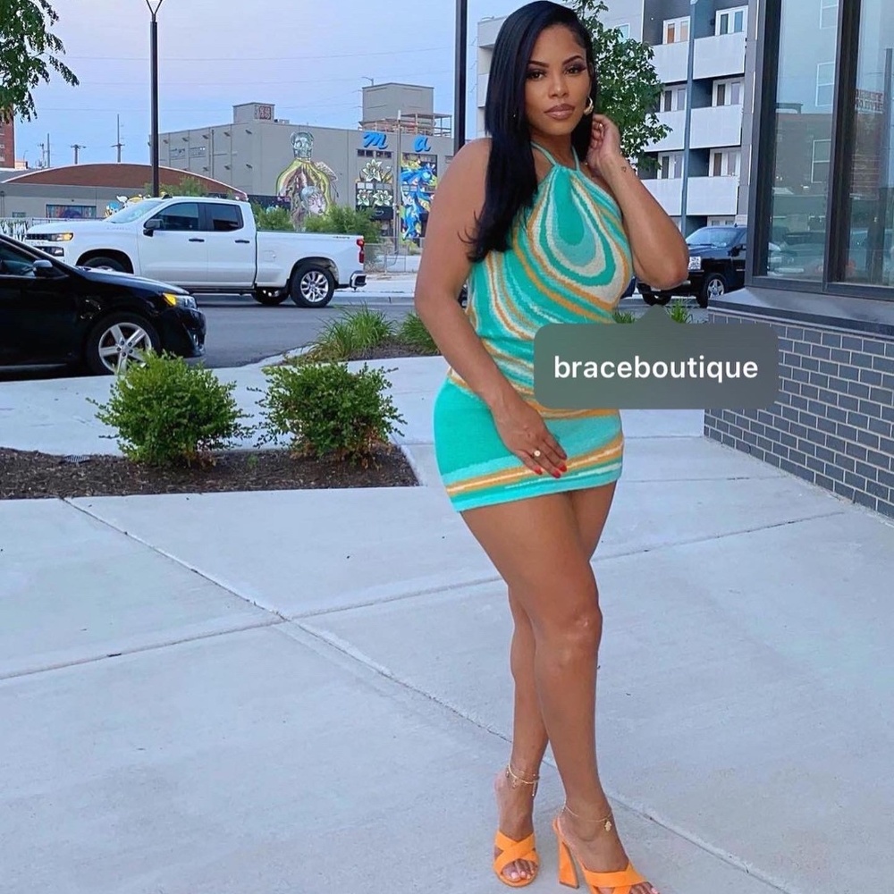 Blue and Orange Backless Dress